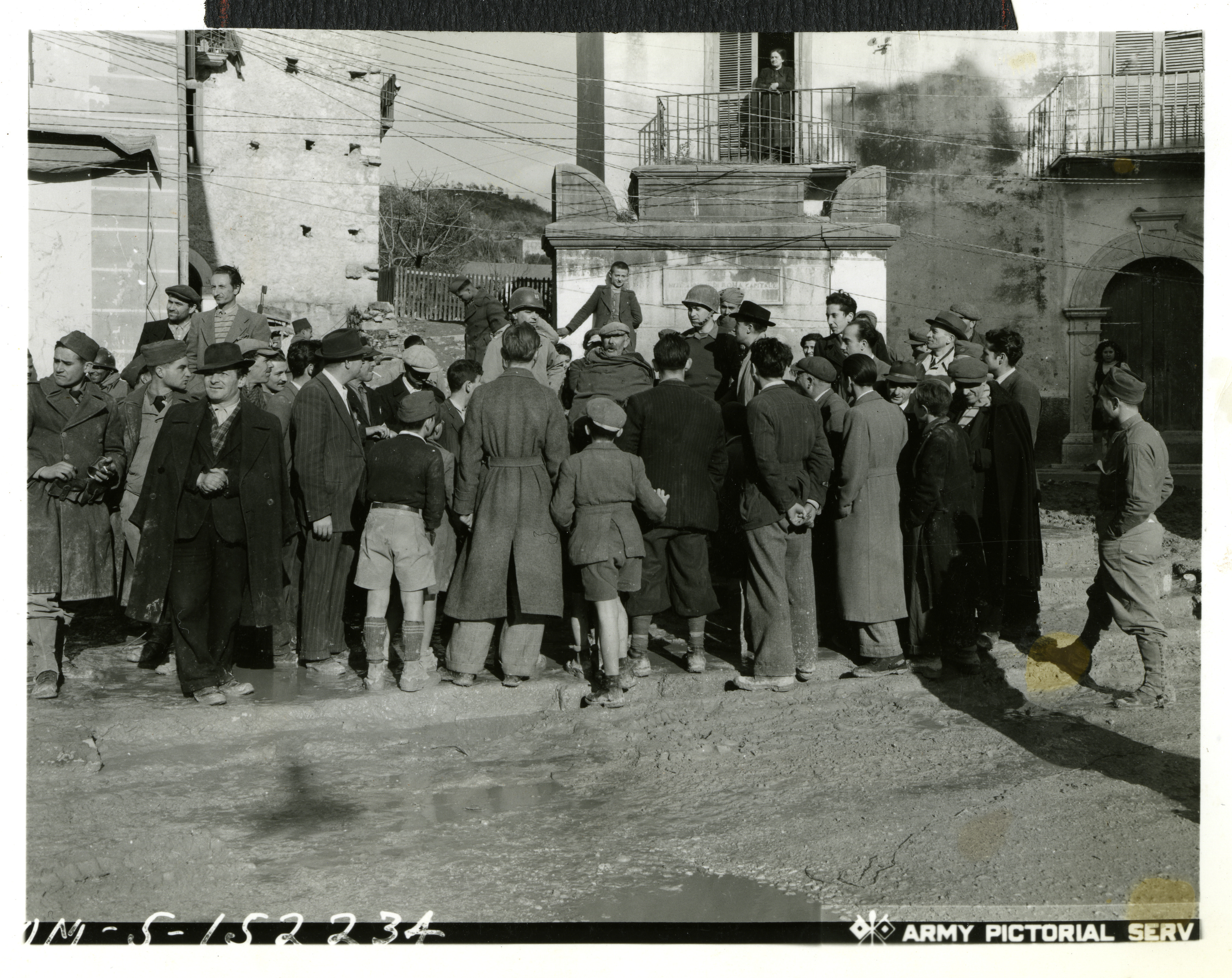 US officer recruiting volunteers for road work, Italy, 1944 | The ...