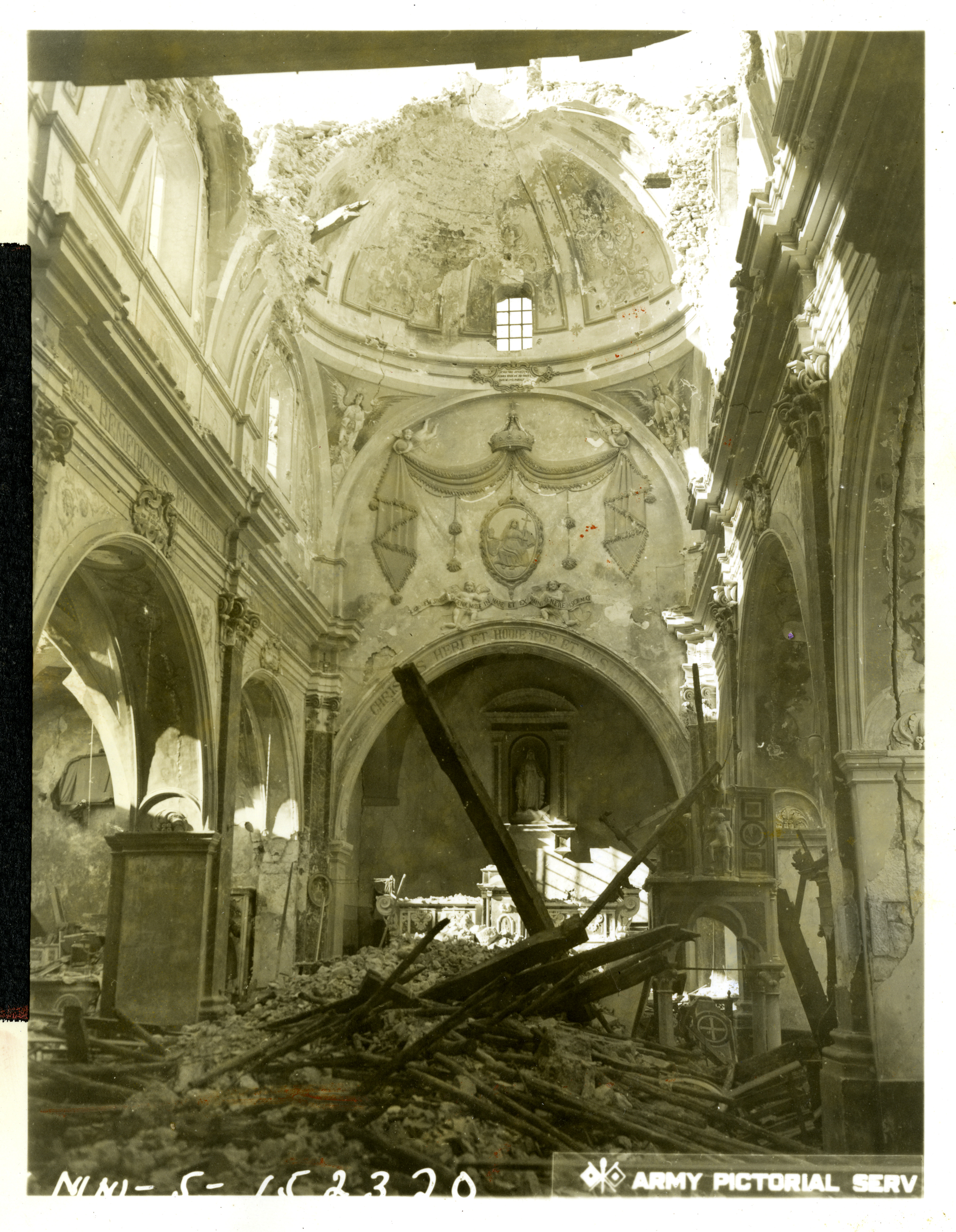 Heavily-damaged church in San Vittore, Italy, 1944 | The Digital ...