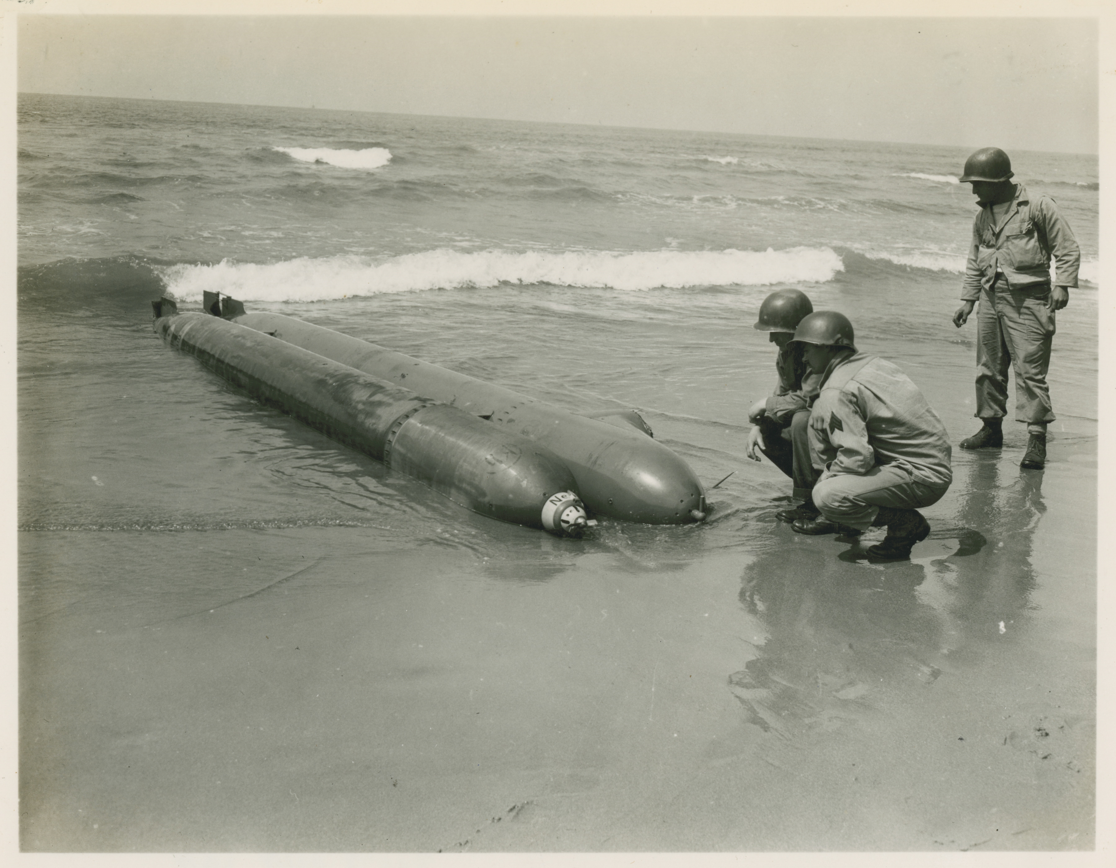 Captured German One Man Submarine On Anzio Beachhead In