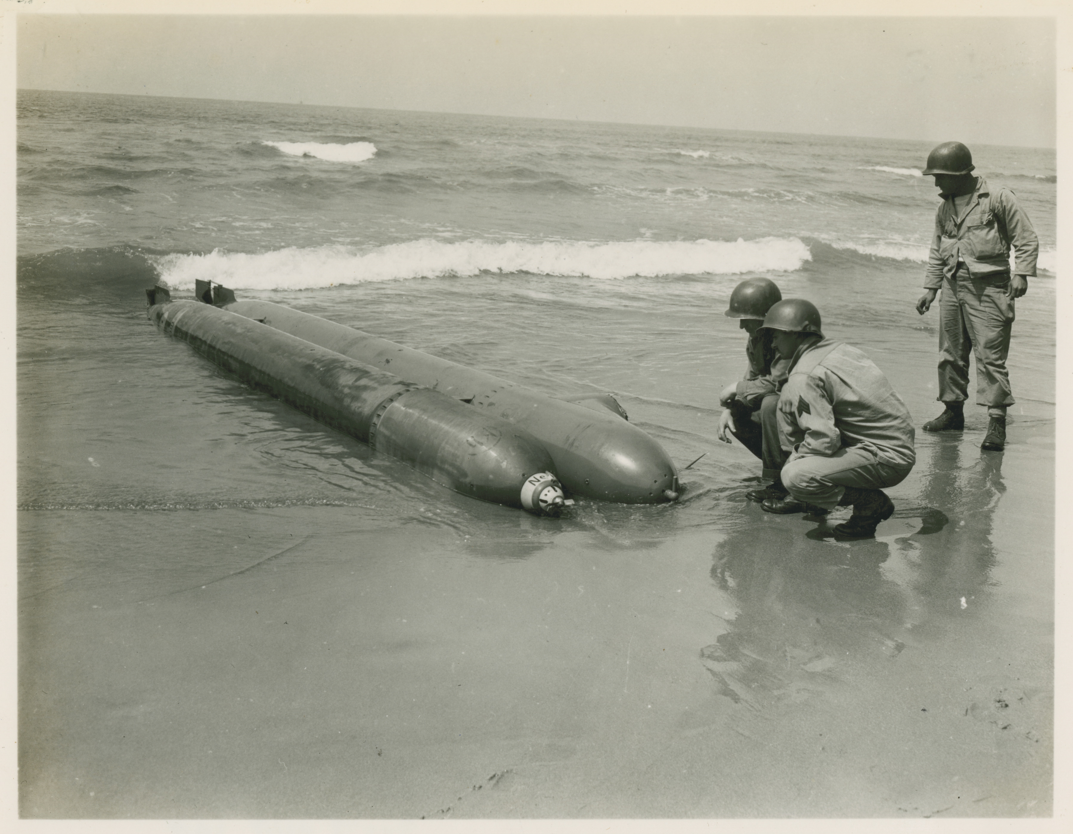 Captured German one Man Submarine On Anzio Beachhead In April 1944 