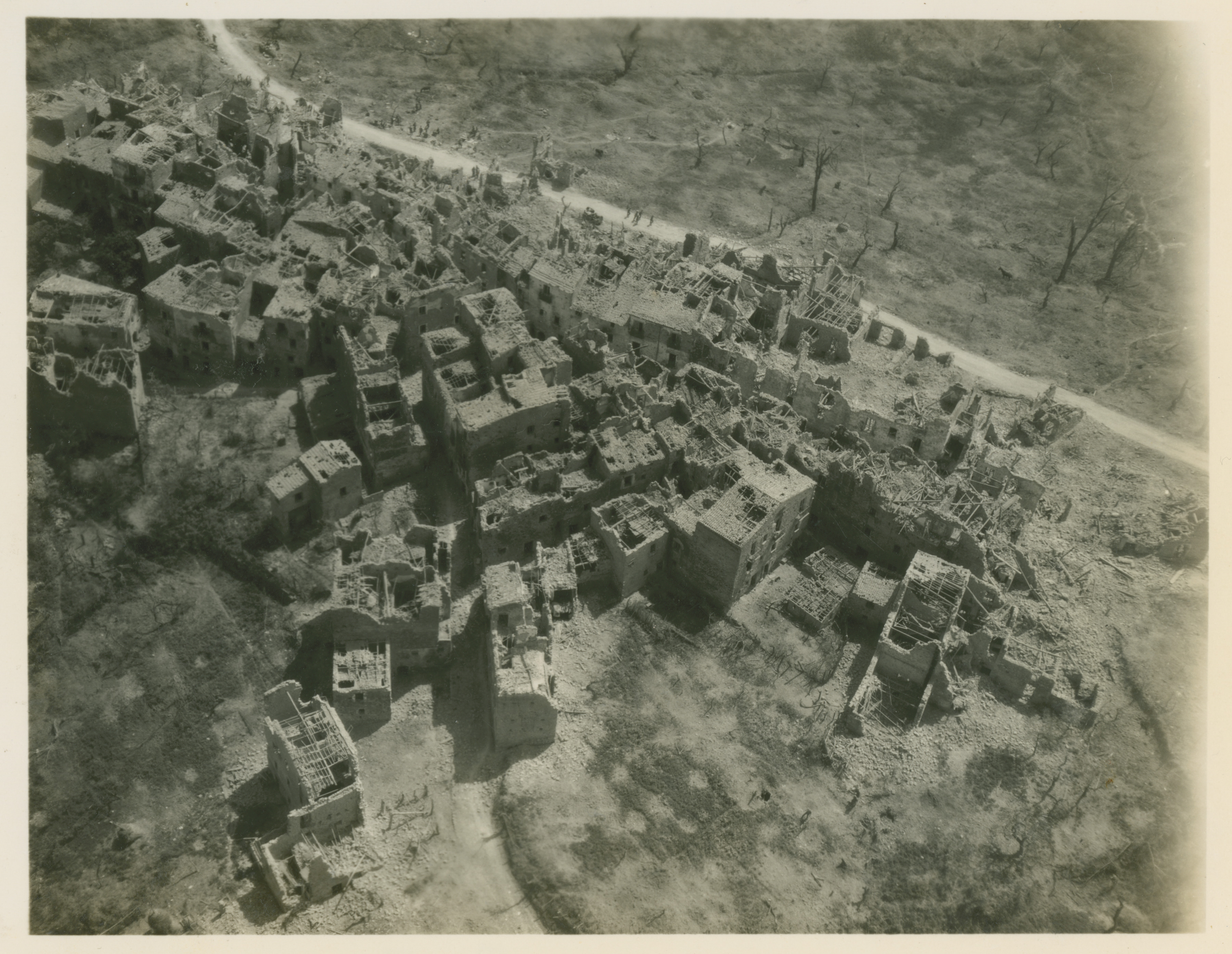 Aerial View Of War Damage To Santa Maria Infante Italy In