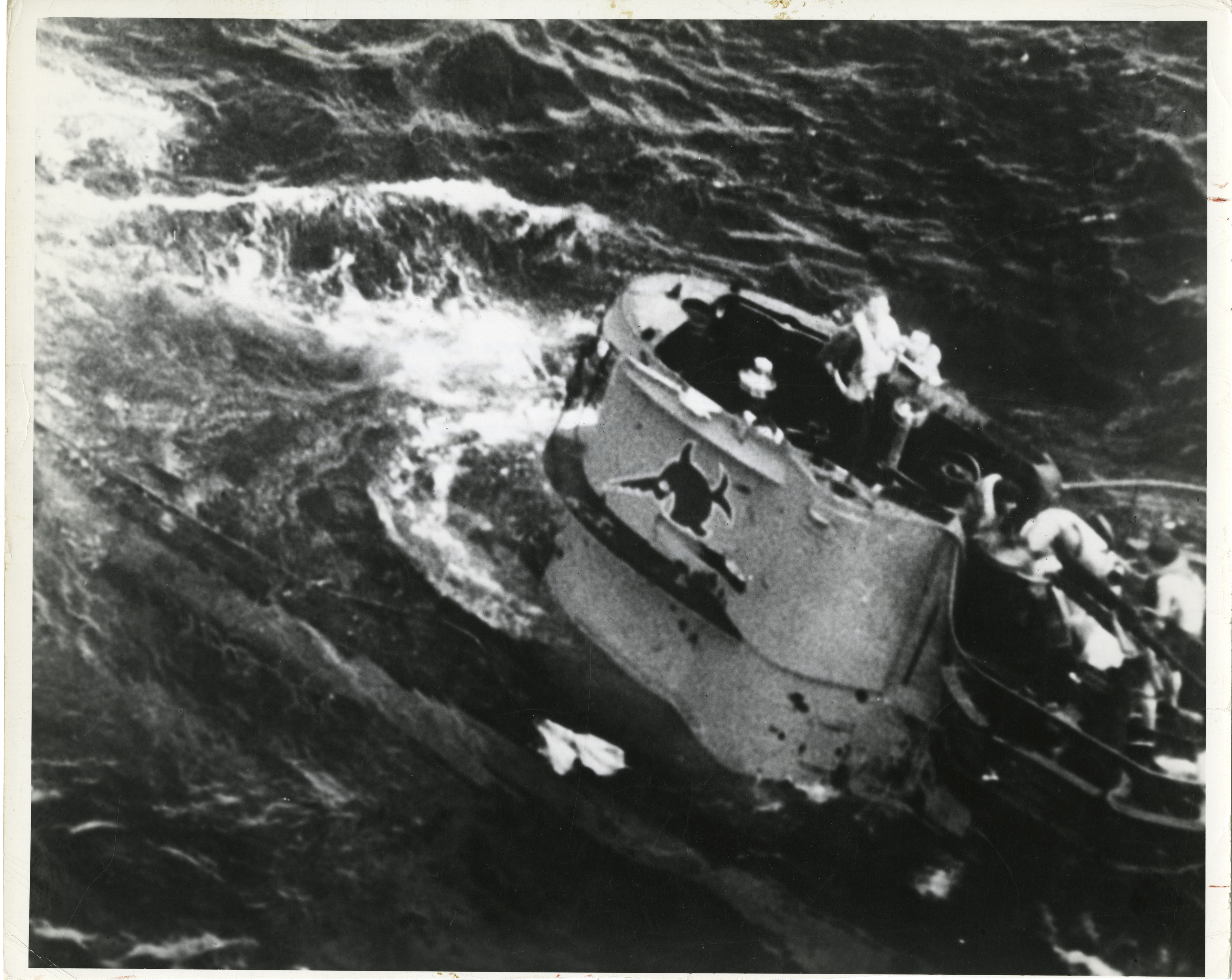 U-boat crew aboard sinking German submarine in the Atlantic Ocean in ...