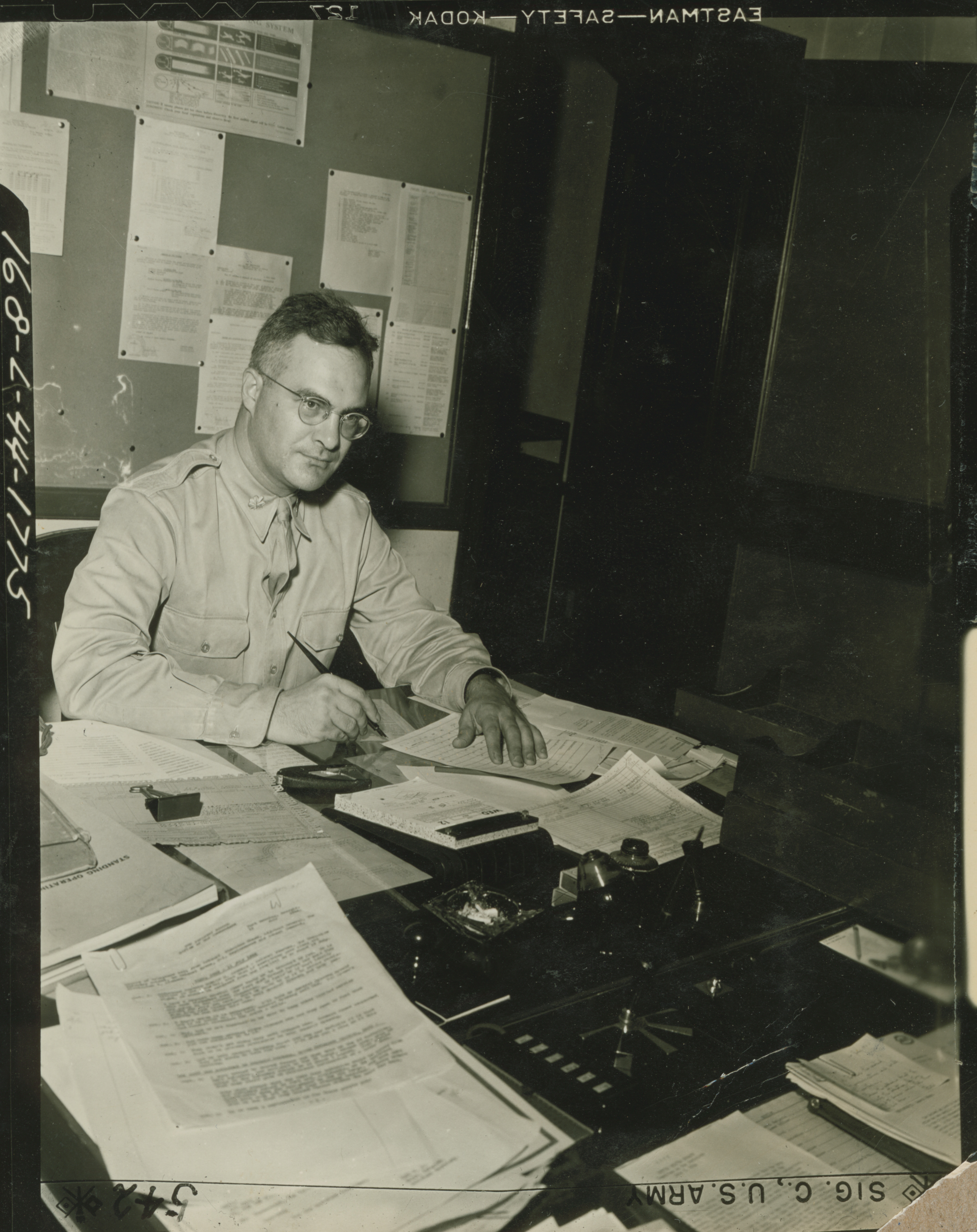 Officer At His Desk At Fort Benning Georiga On 12 July 1944 The