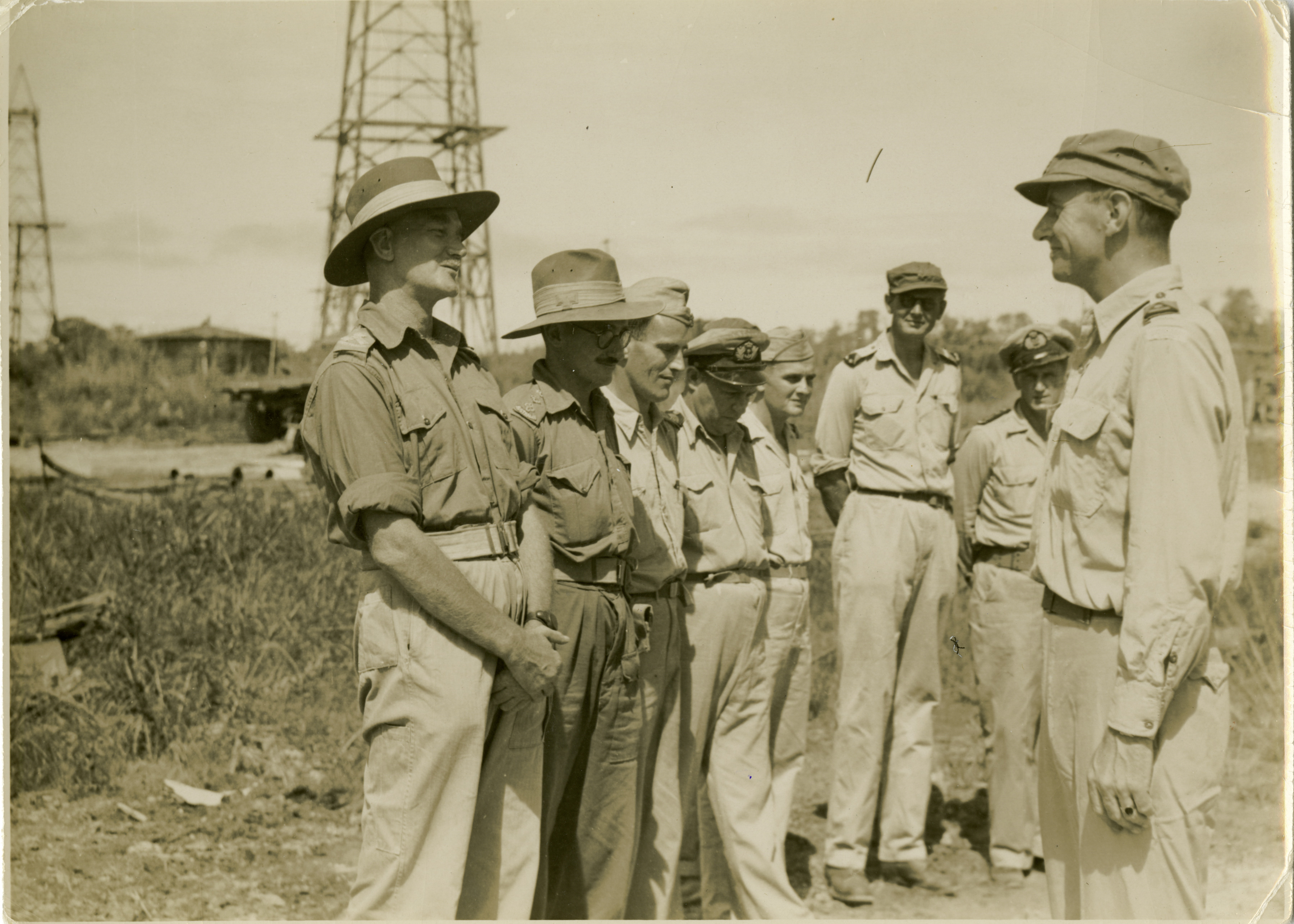 Australian and Dutch military officers on Tarakan Island near Borneo