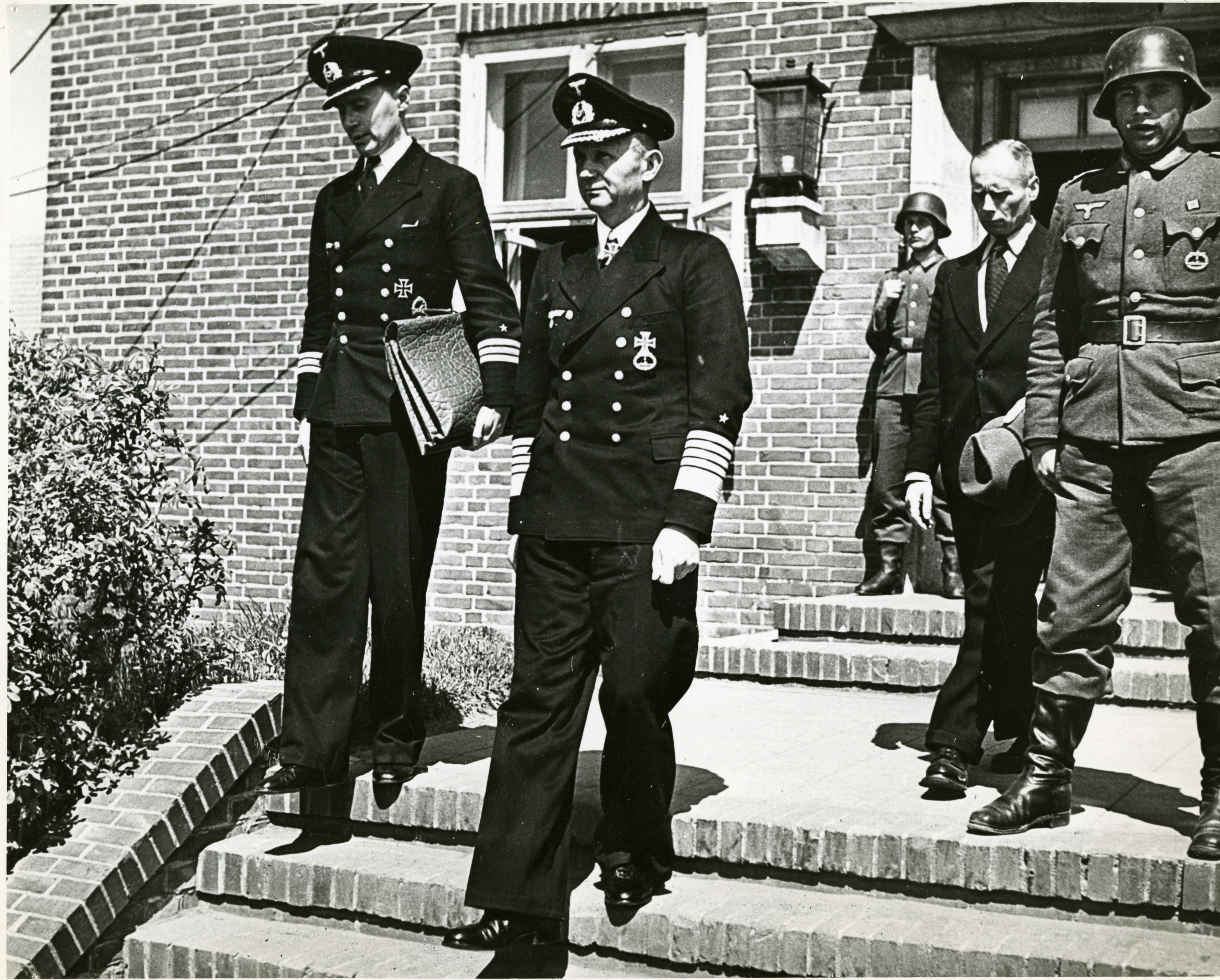 Grand Admiral Karl Dönitz leaving the German High Command Headquarters ...