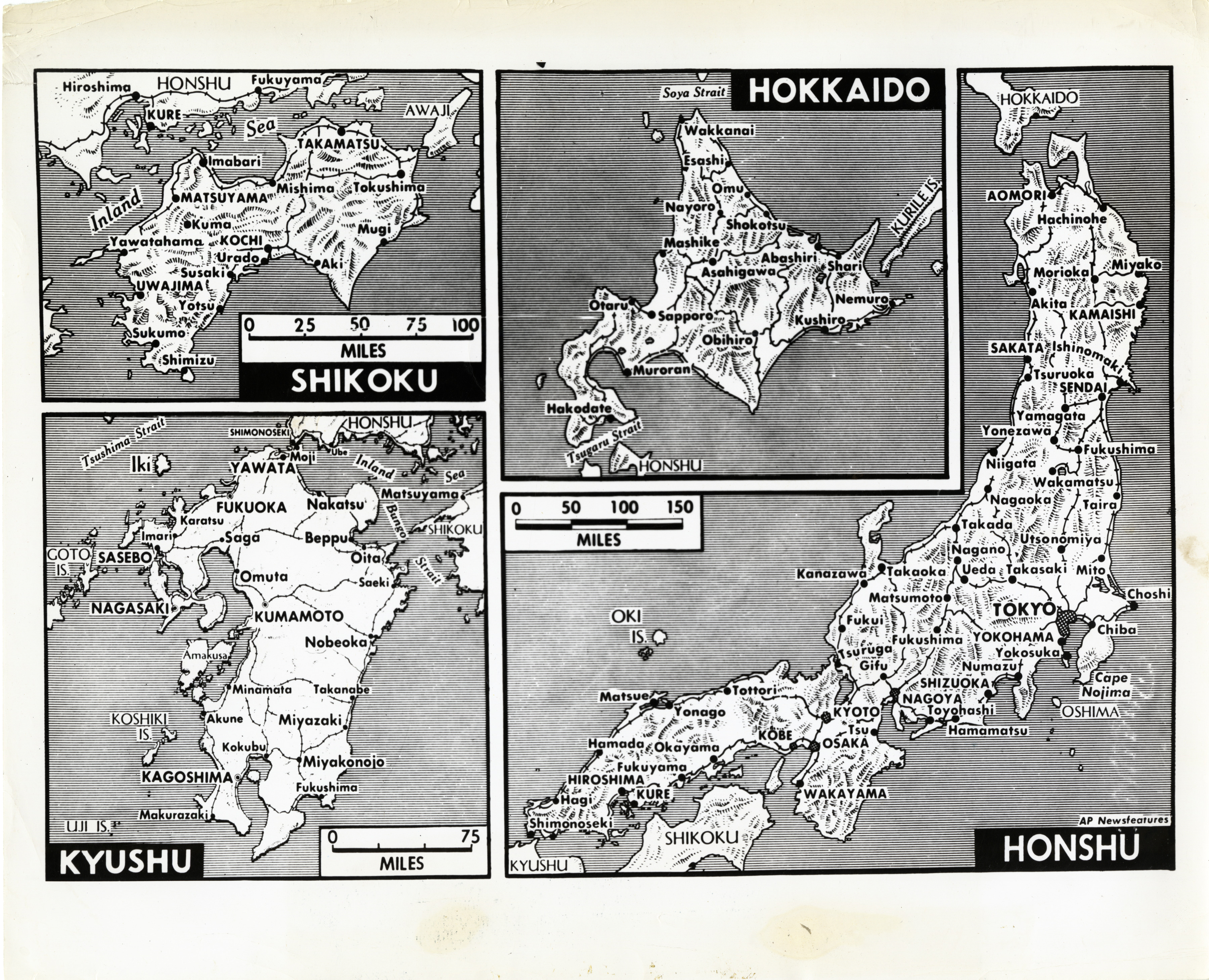 American map of Japanese "Home Islands", 1945 | The Digital ...