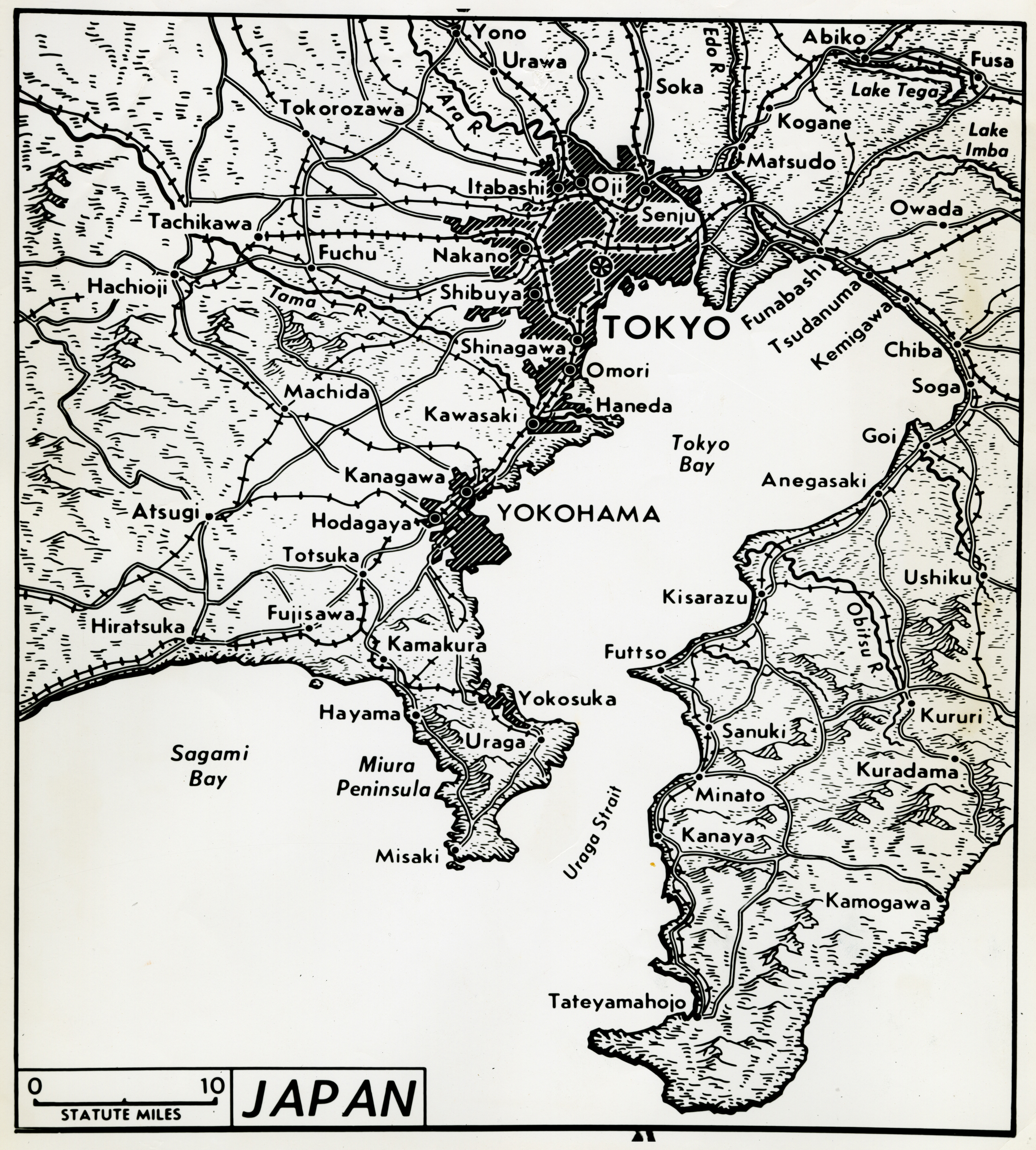 Map Of Tokyo Bay Japan And Surrounding Area September 1945 The Digital Collections Of The National Wwii Museum Oral Histories