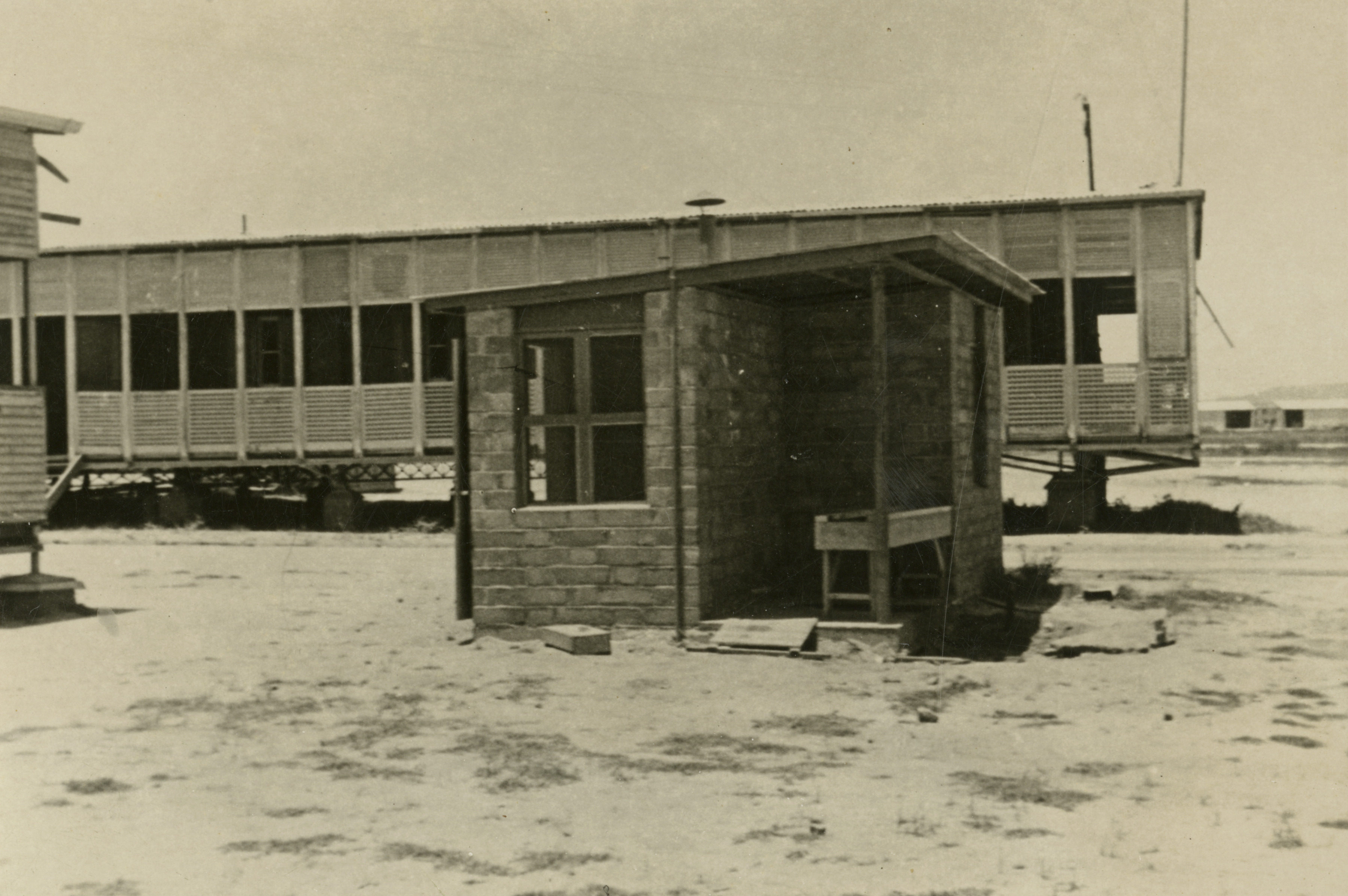 View of the barracks at the Douglas Aircraft Company at 