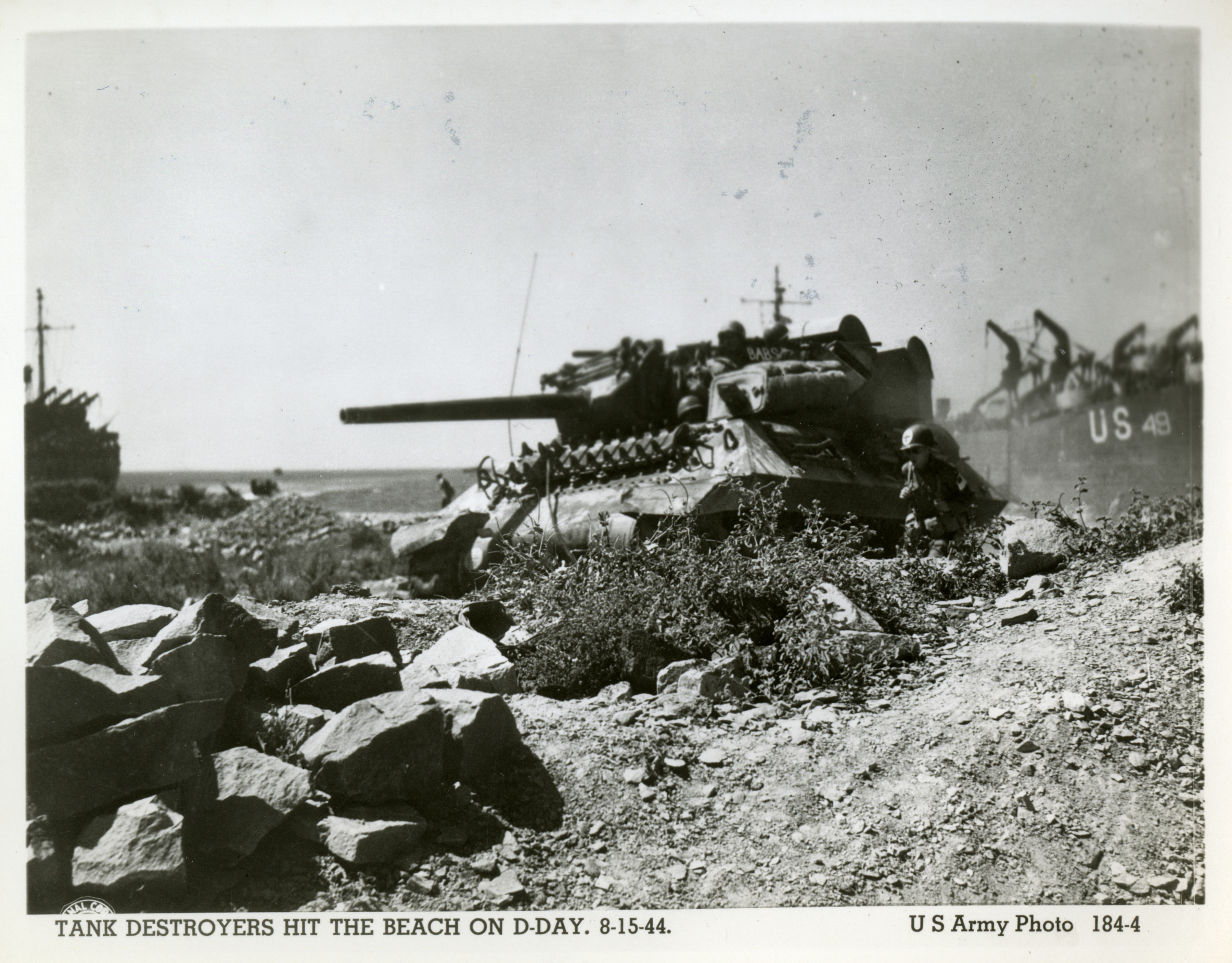 US tank destroyer rolling onto a beach, Southern France, 1944 | The ...