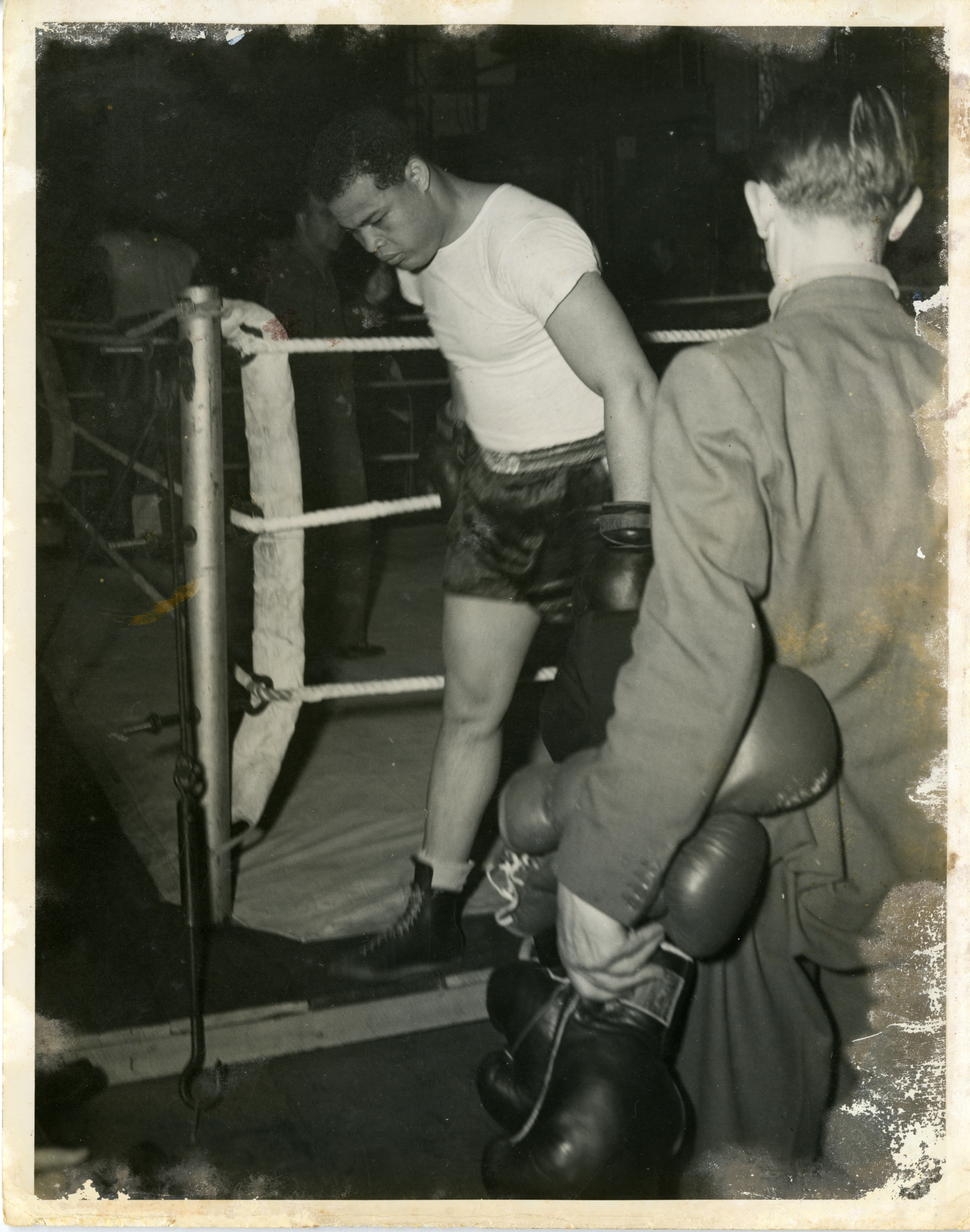 Famous boxer Joe Louis after an exhibition of his skills in London, England  on 22 June 1944